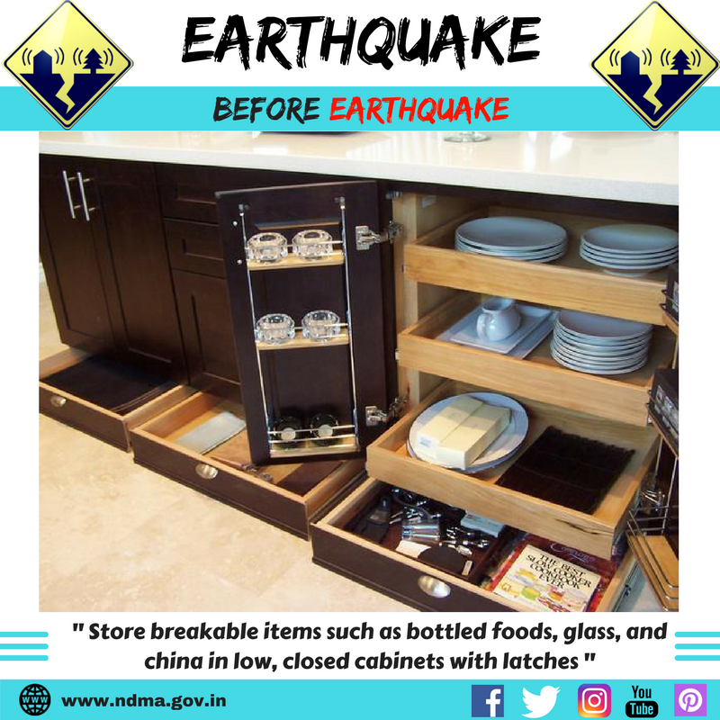 Store breakable items such as bottled foods, glass and china in low, closed cabinets with latches. 